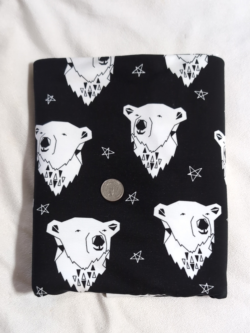 Cotton Jersey Fabric Polar Bear Print Black and White 1 Yard French Terry